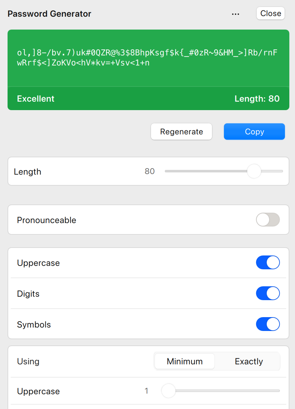 Enpass 密码生成器界面